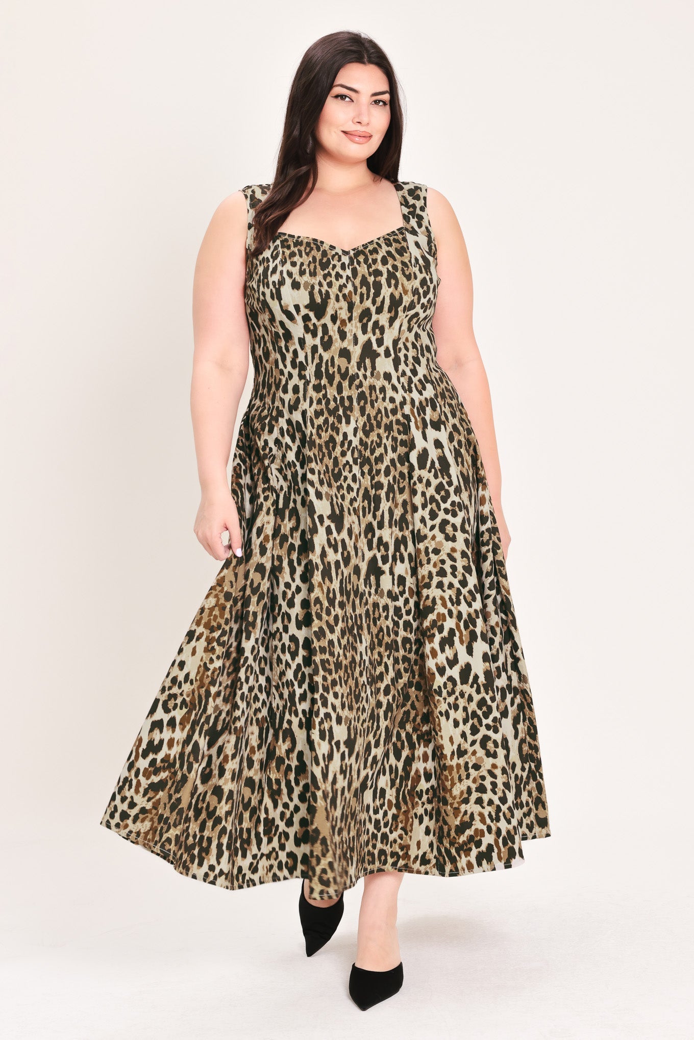 DESERT ROSE LEOPARD WOVEN MIDI DRESS