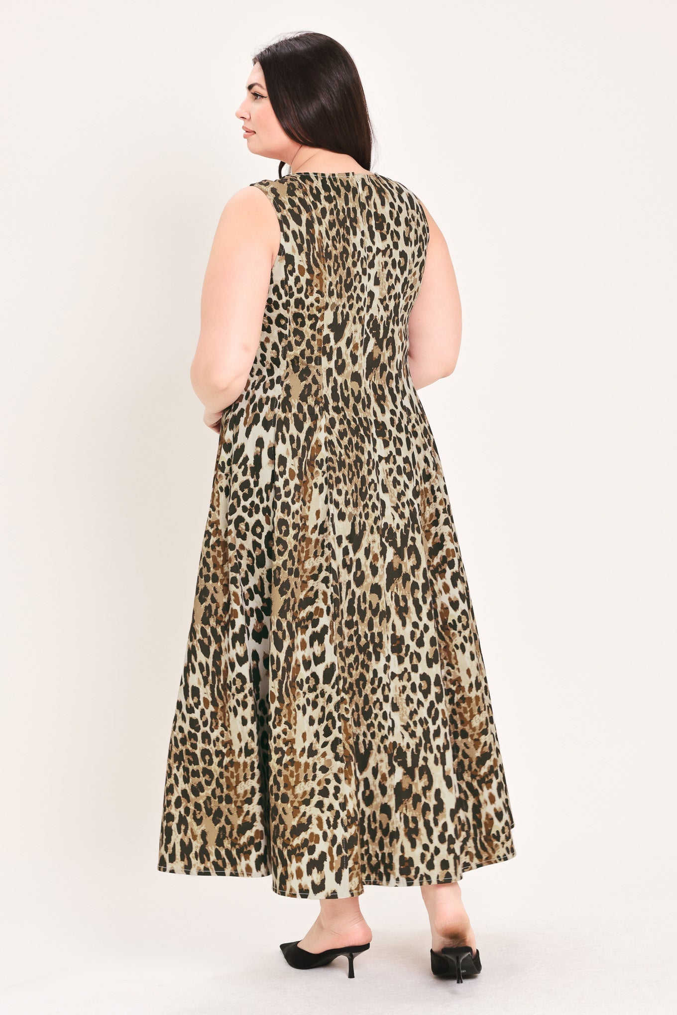 DESERT ROSE LEOPARD WOVEN MIDI DRESS