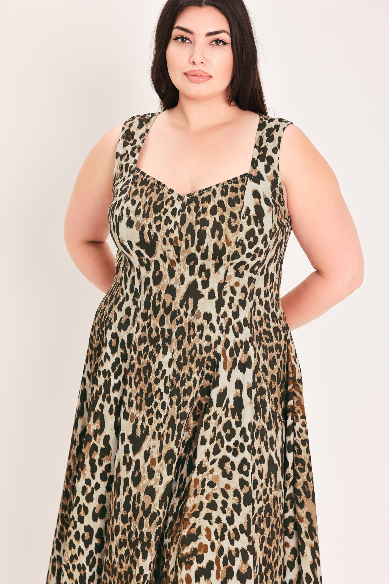 DESERT ROSE LEOPARD WOVEN MIDI DRESS