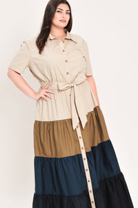 MARINA SUNSET WOVEN MAXI SHIRT DRESS