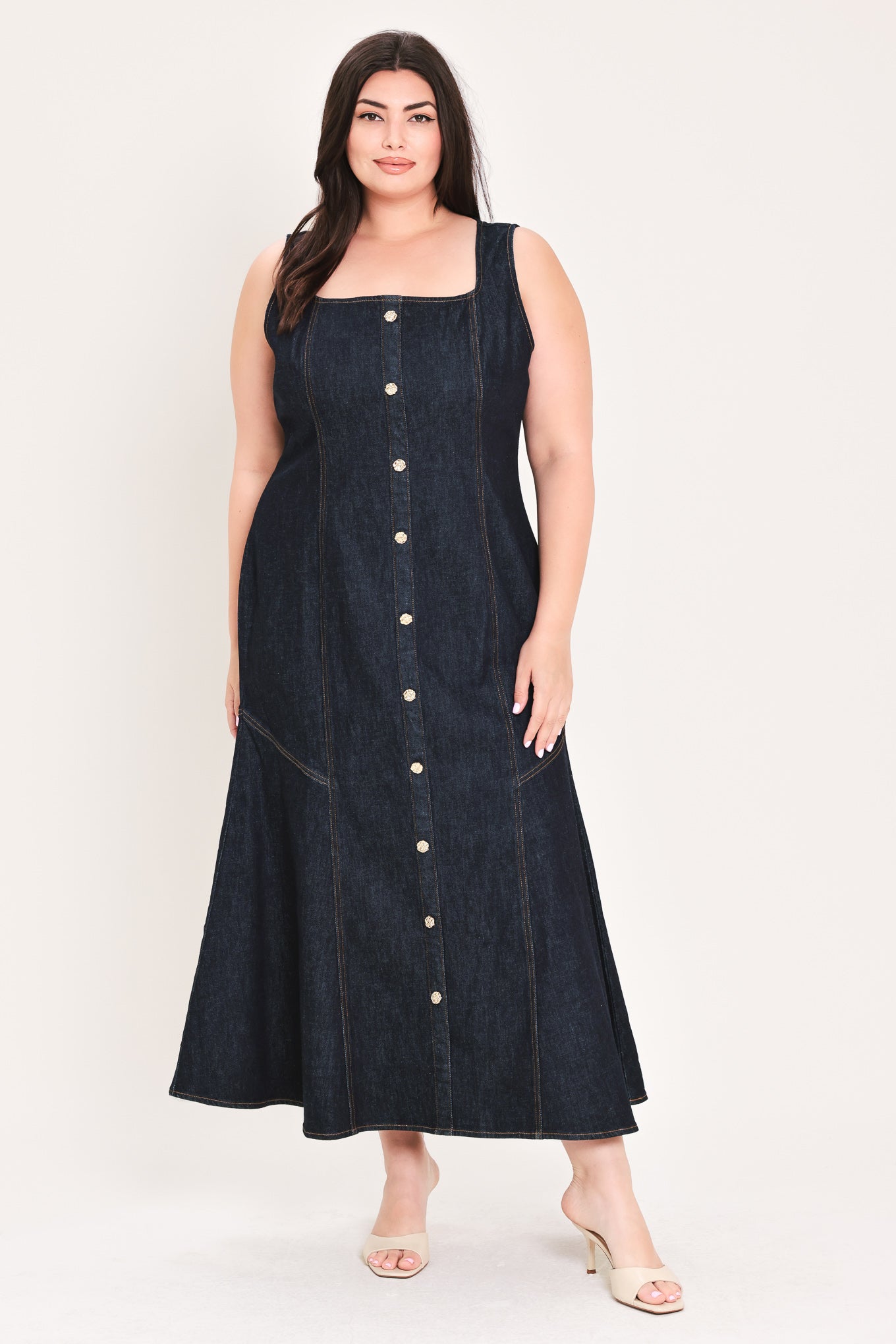CHELSEA DENIM MIDI DRESS l FLYING TOMATO DARK INDIGO / S
