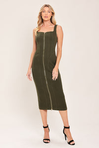 MODERN CARGO CHIC WOVEN TWILL MIDI DRESS