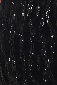 VELVET OBSESSION BLACK SEQUIN SWEETHEART MIDI DRESS