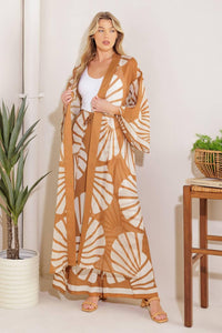 AWAITING LOVE WOVEN KIMONO COVER UP AND PANT SET