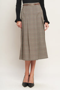 BRITISH TRACE WOVEN MIDI SKIRT