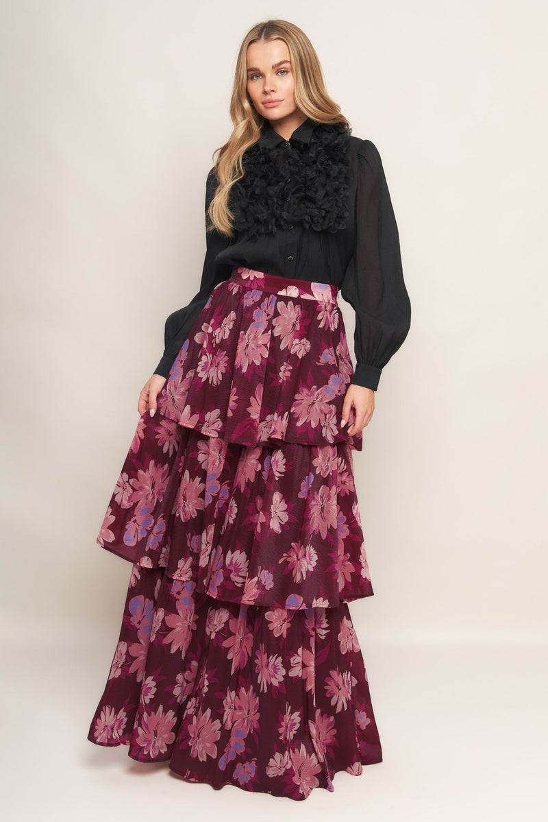 GARDEN ROMANCE WOVEN MAXI SKIRT