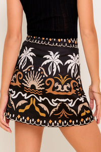 TROPIC SHADOW BLACK WOVEN MINI SKIRT