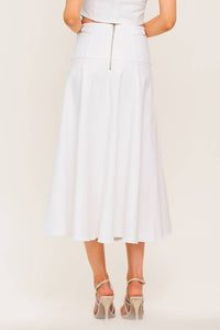 SECRET CHARM WHITE DENIM WOVEN MIDI SKIRT