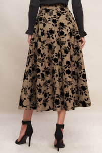 CLASSIC BLOOM LOOK WOVEN FLOCKING CIRCLE SKIRT