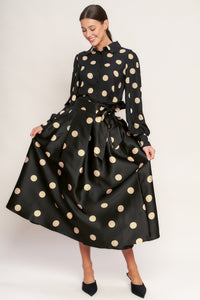 MOONLIGHT DOTS WOVEN FULL MIDI SKIRT