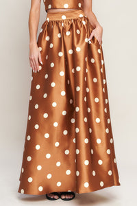 CHIC POLKA FLOW WOVEN FULL MAXI SKIRT