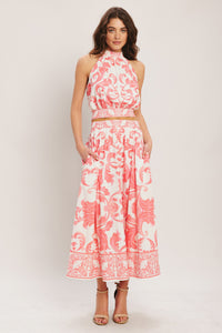 AMALFI SUNSET WOVEN MIDI FULL SKIRT