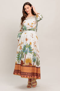 SUNLIT GARDEN WOVEN FULL MIDI SKIRT