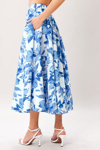 SKY BLOSSOM WOVEN FULL CIRCLE SKIRT