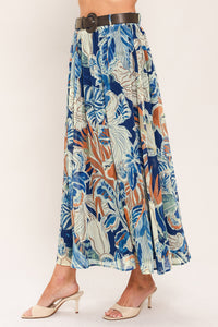 BLUE LAGOON WOVEN MIDI SKIRT