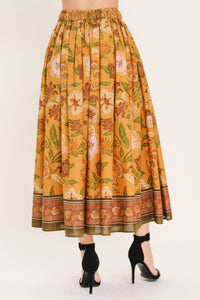 SUNSET GARDEN WOVEN FULL MIDI SKIRT