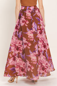 PLUM BLOSSOM WOVEN FULL MAXI SKIRT