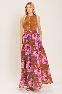 PLUM BLOSSOM WOVEN FULL MAXI SKIRT