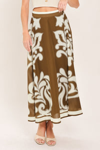 COFFEE CREAM BORDER CIRCLE SKIRT