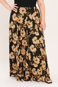 EARTHEN FLOWER FANTASY POWER MESH FULL MAXI SKIRT
