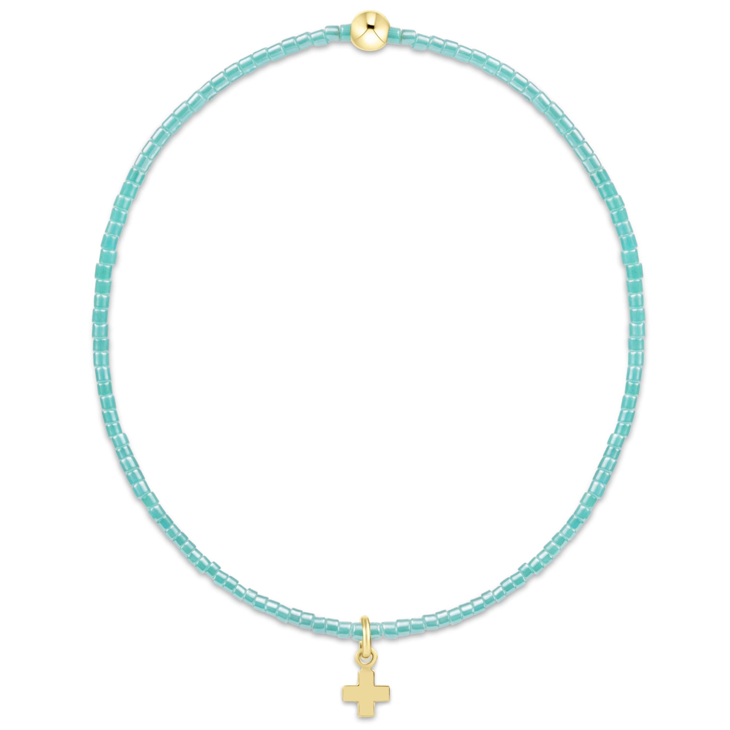 Hope classic sea glass bracelet - signature cross small gold charm