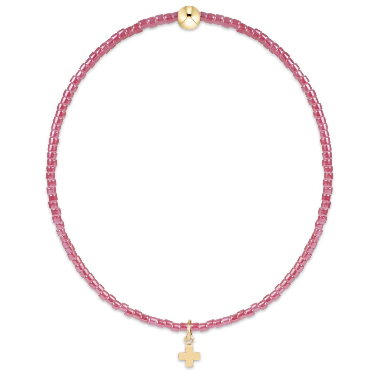 Hope Classic Bracelet - Pink Champagne - Signature Cross Small Gold Charm by eNewton — 14kt gold-filled, at Adelyne's Boutique & Gifts in Tomball, Texas