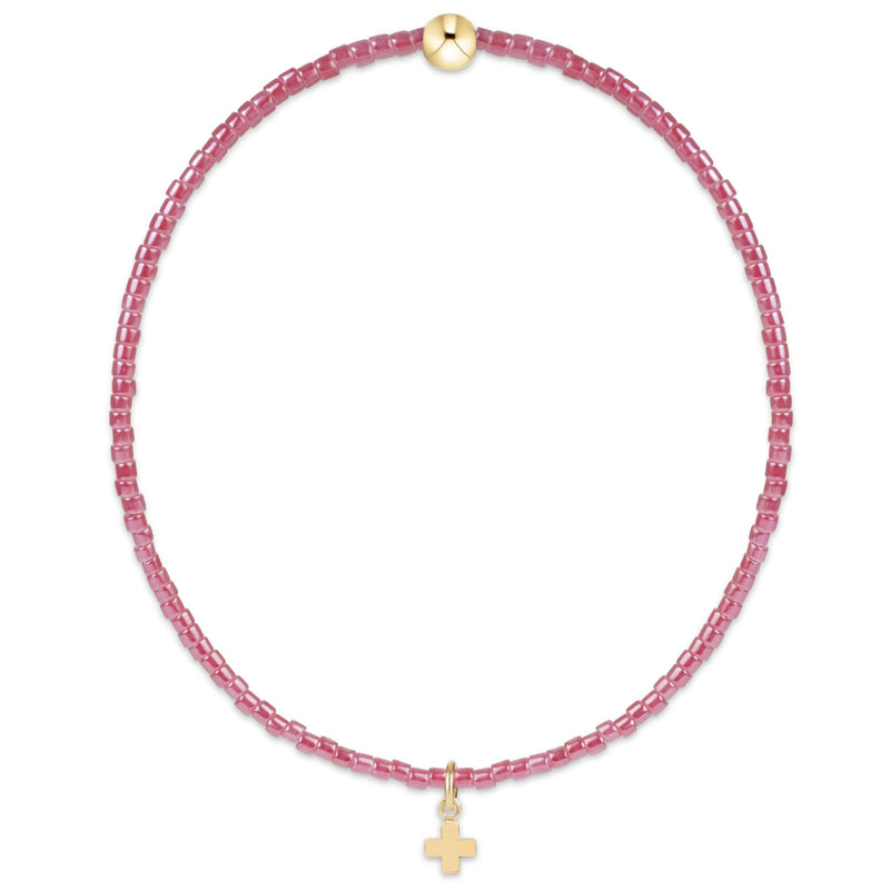Hope Classic Bracelet - Pink Champagne - Signature Cross Small Gold Charm by eNewton — 14kt gold-filled, at Adelyne's Boutique & Gifts in Tomball, Texas