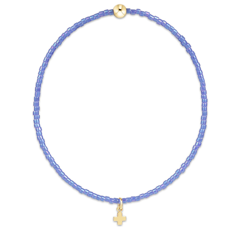 Hope Classic Bracelet - Bright Blue - Signature Cross Small Gold Charm by eNewton — 14kt gold-filled, at Adelyne's Boutique & Gifts in Tomball, Texas