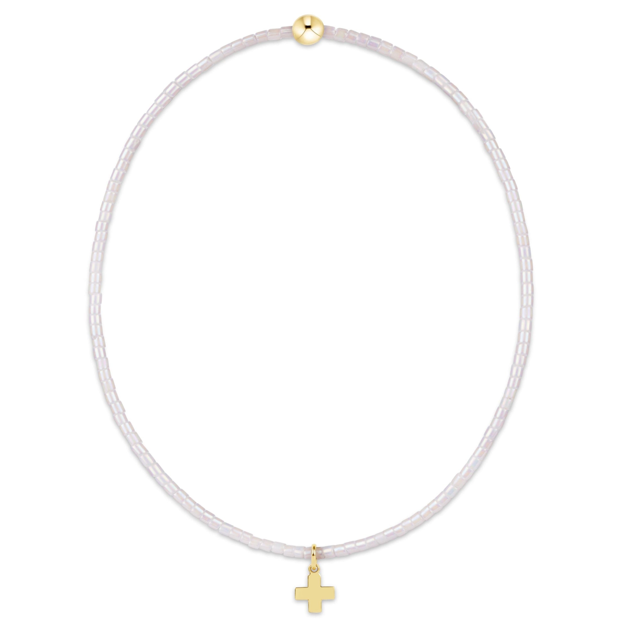 Hope classic silky white bracelet - signature cross small gold charm