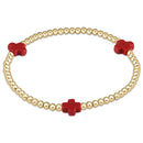Red Signature Cross Gold 3mm Beaded Bracelet