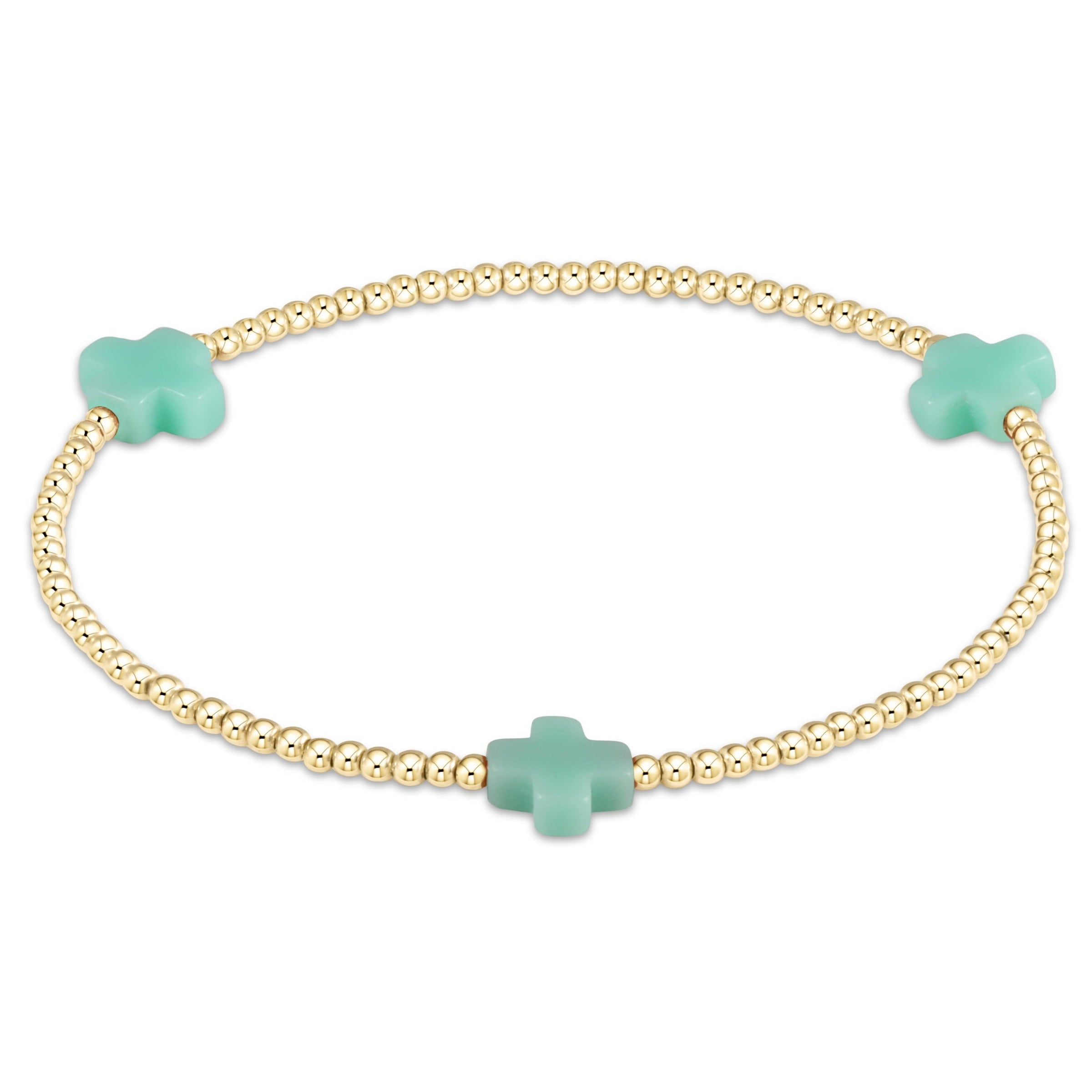 Mint Signature Cross Gold 2mm Beaded Bracelet