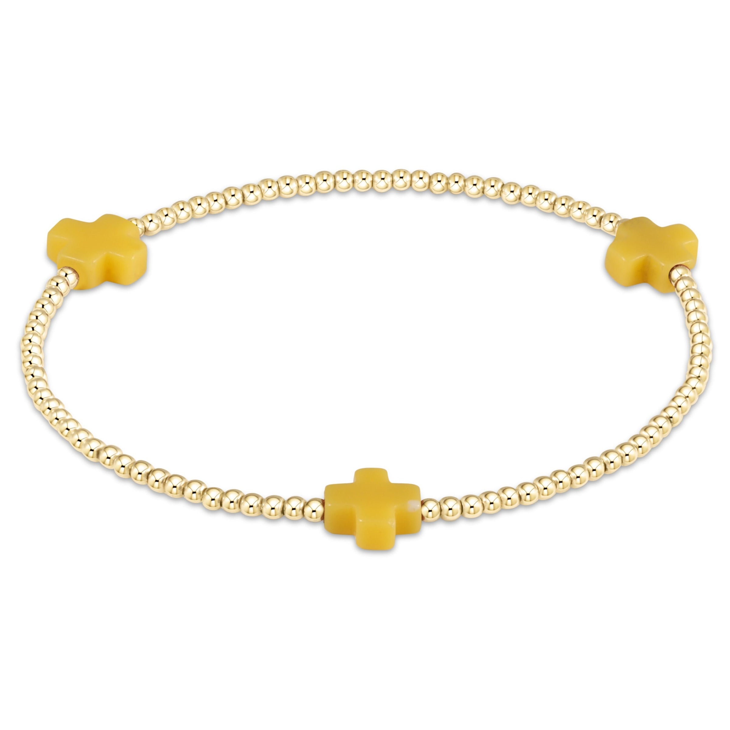 Carary Yellow Signature Cross Gold 2mm Beaded Bracelet