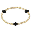 Onyx Signature Cross Gold 3mm Beaded Bracelet