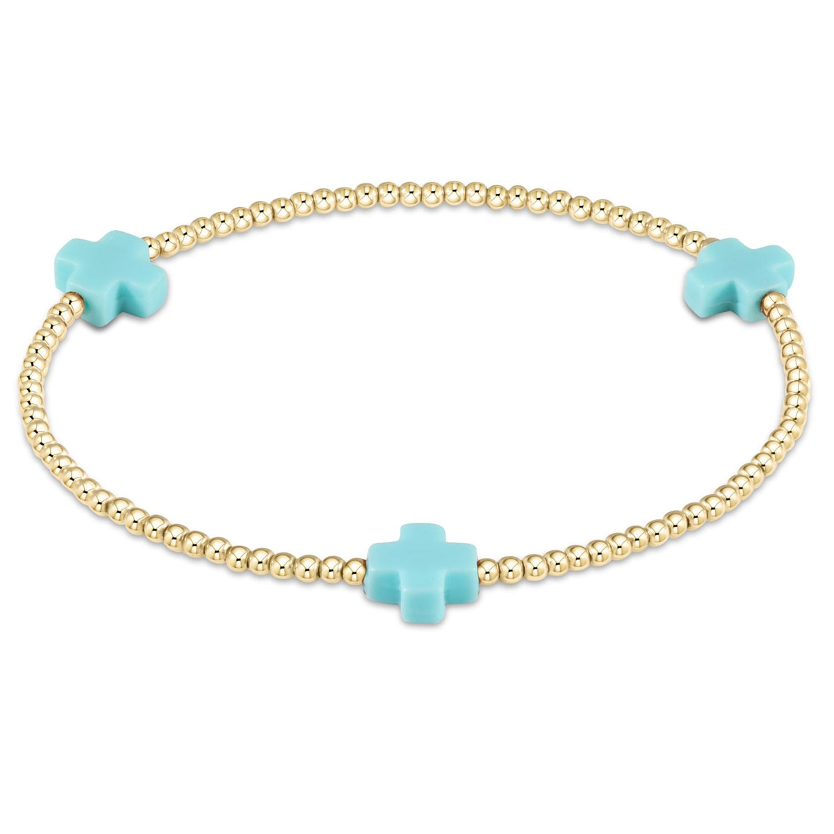Signature Cross with Gold 2mm Bead Bracelets