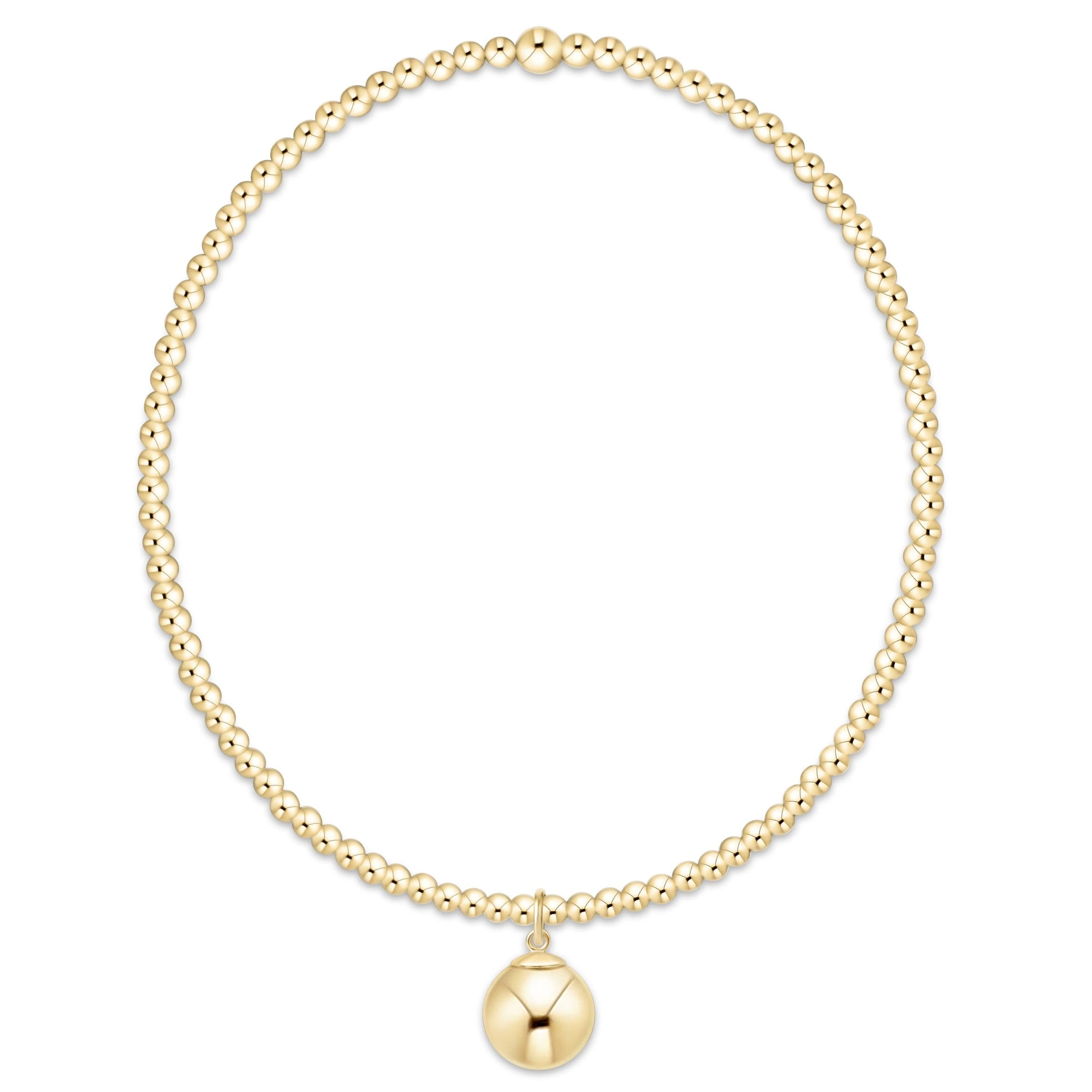 classic gold 2mm bracelet - classic gold 8mm charm