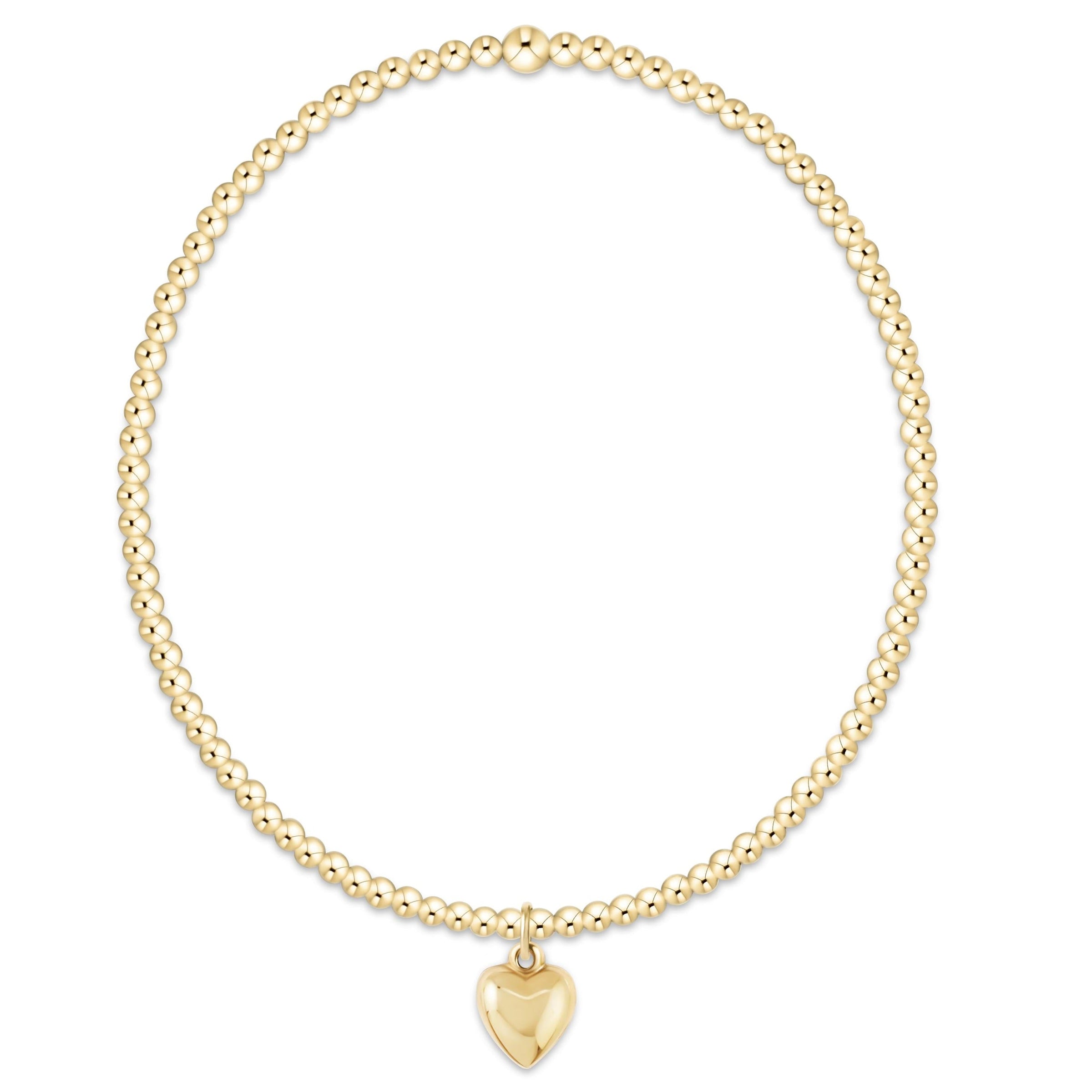 Classic Gold 2mm Bracelet - Love Plush Gold Charm
