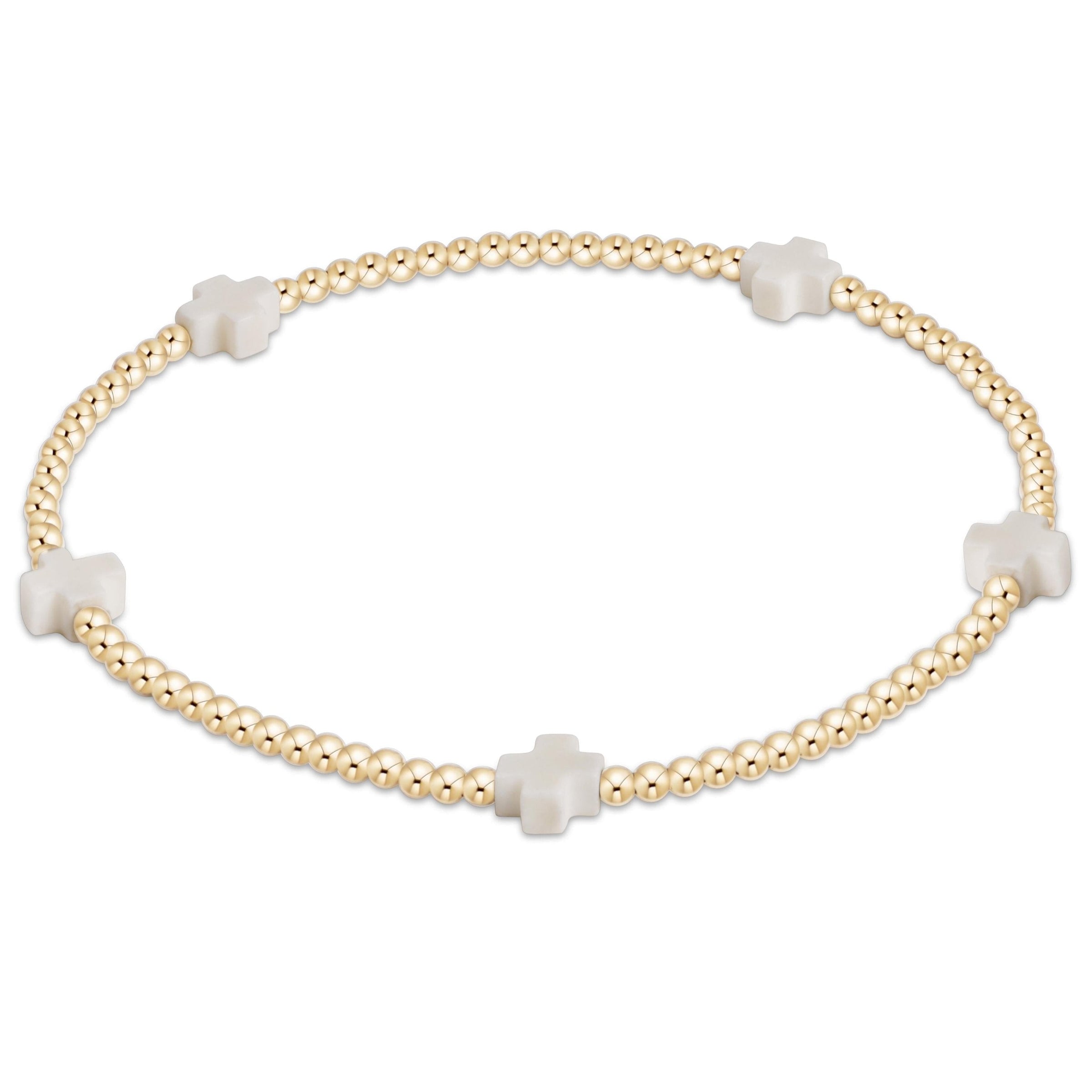 Egirl Off-White Signature Cross Gold 2mm Beaded Bracelet