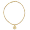 Classic Gold 2mm Bead Bracelet with Disc Initial Charm
