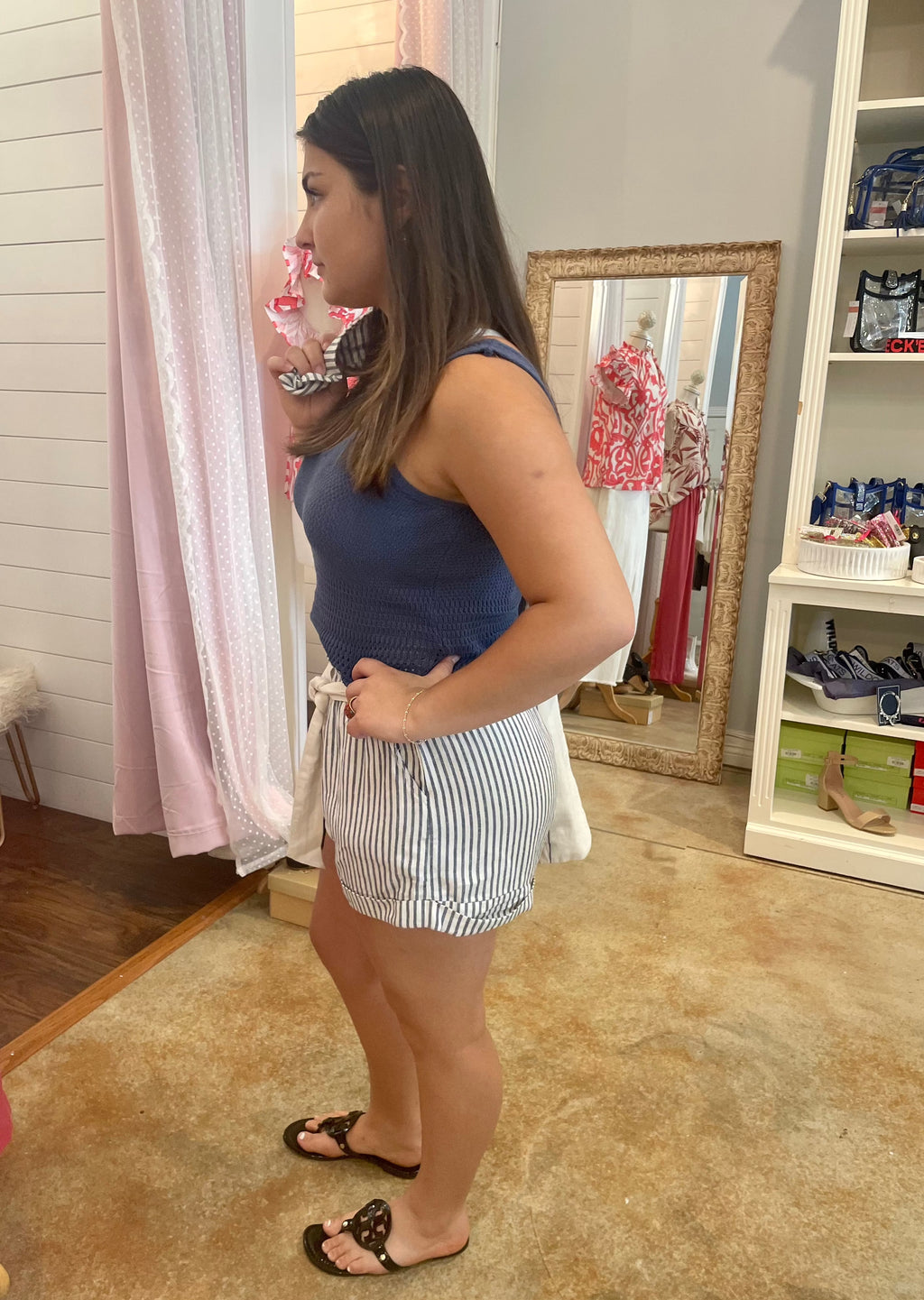White and Blue Shorts