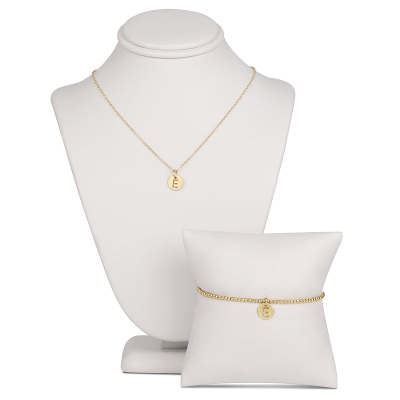 Classic Gold 2mm Bead Bracelet with Disc Initial Charm