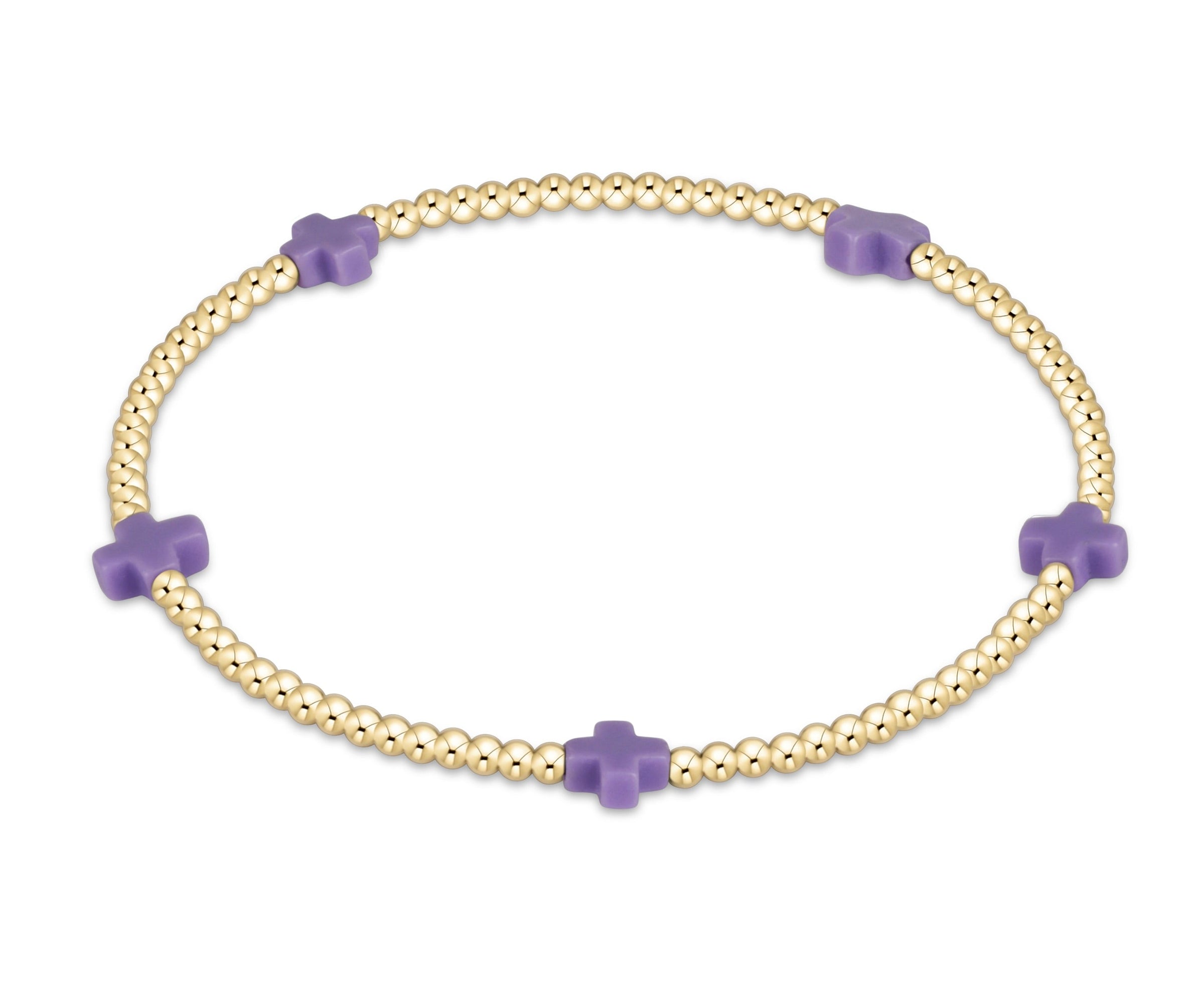 Egirl Purple Signature Cross Gold 2mm Beaded Bracelet