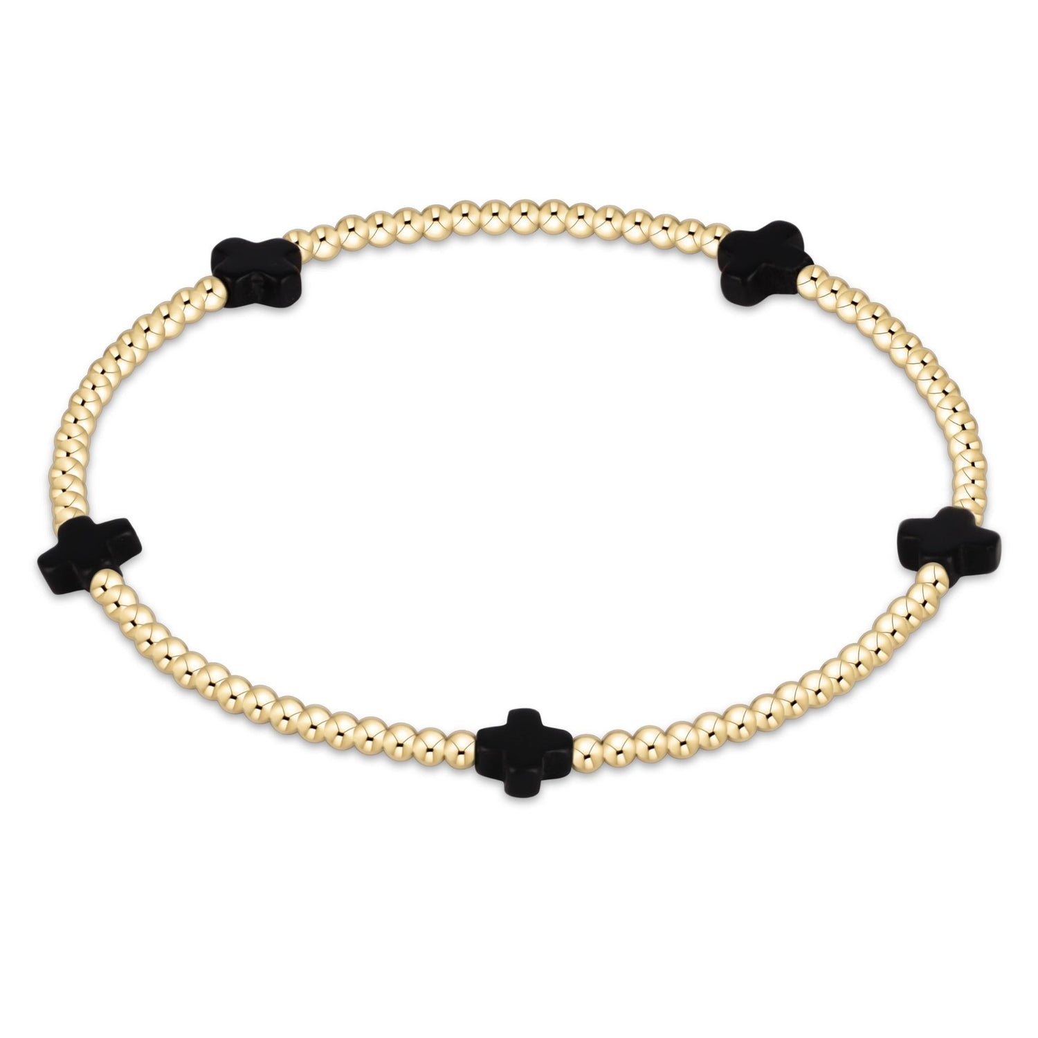 Signature Cross Gold 2mm Beaded Bracelet