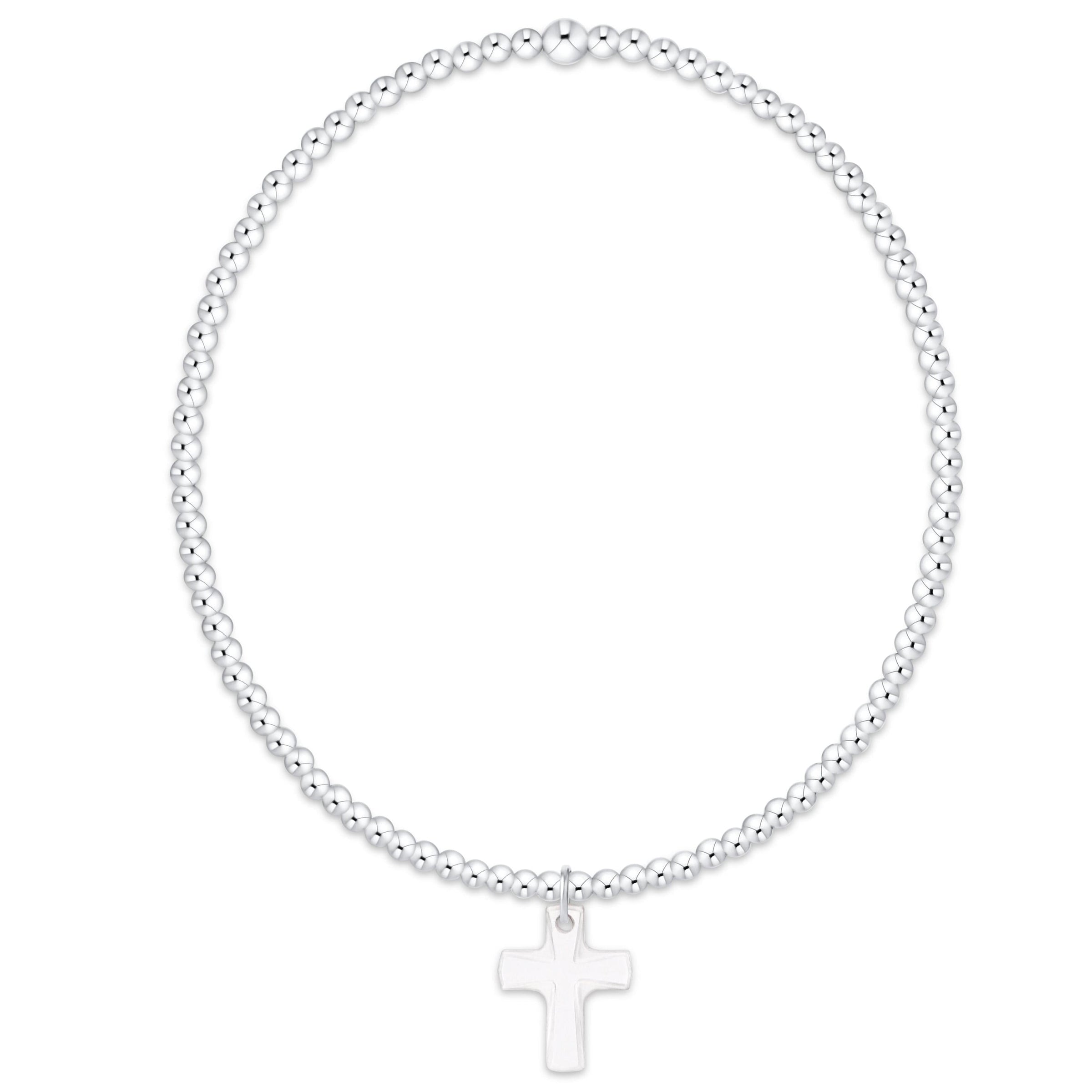 classic sterling 2mm bracelet - blessed crystal charm