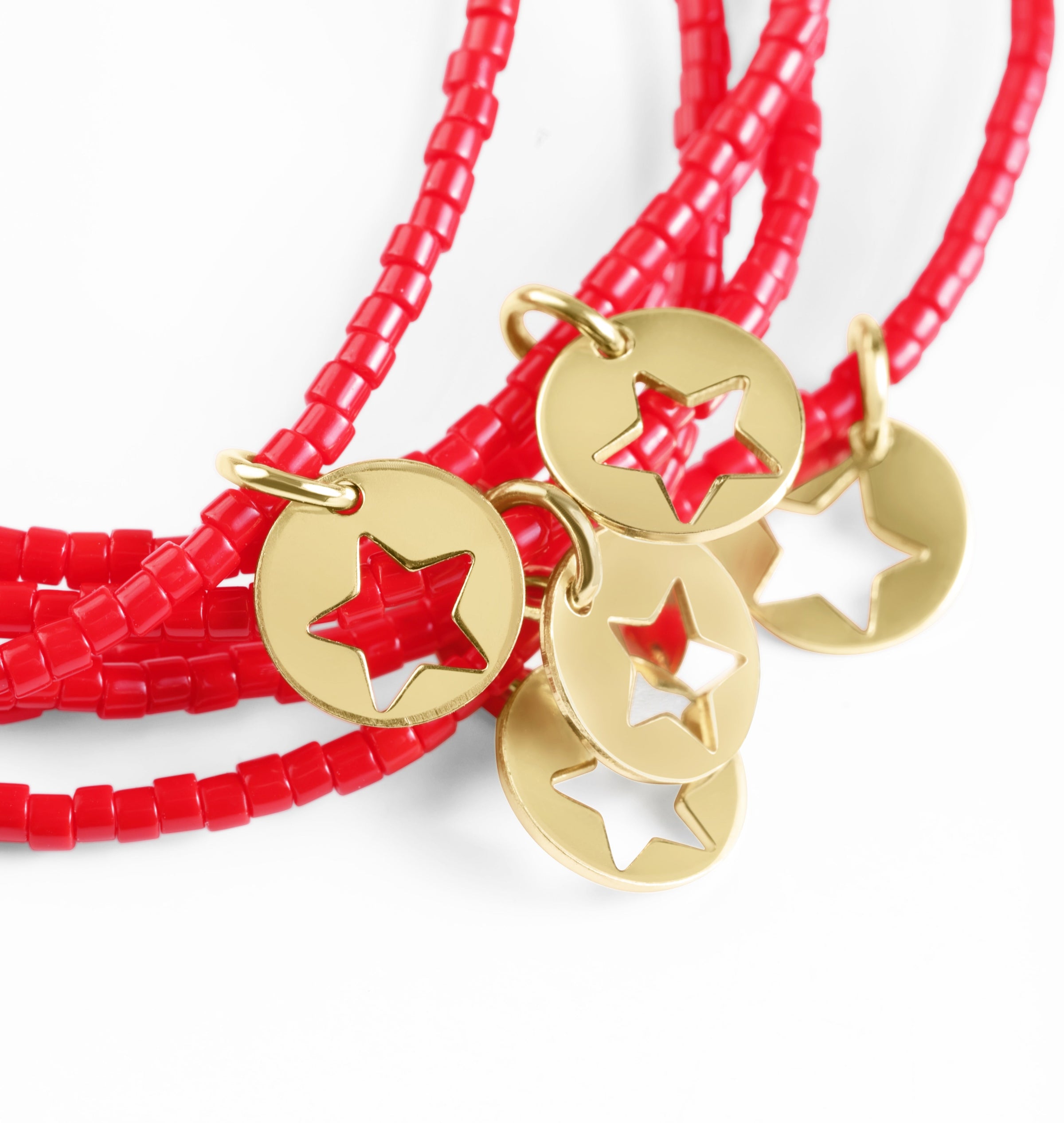 Extends Hope Classic Bracelet - Bright Red - Star Small Gold Disc