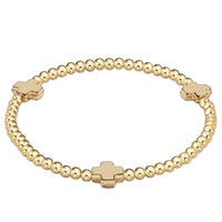 Signature Cross Gold 3mm Beaded Bracelet