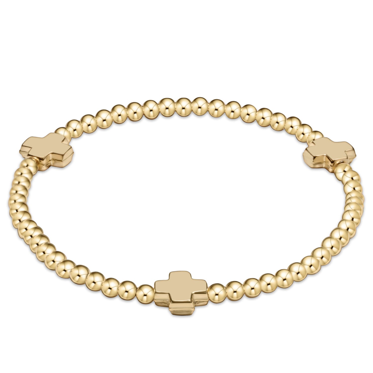 Extends Gold Signature Cross Gold 3mm Bead Bracelets