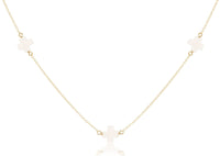 17" Choker Classic Gold Chain Signature Cross Off White Necklace
