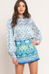 MOROCCAN MUSE BLUE WOVEN SKORT