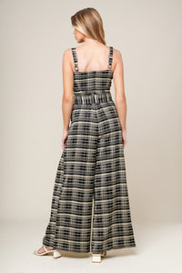 SAND DUNE WOVEN PLAID JUMPSUIT