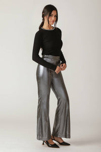 Flirty Vibes Foil Coated Woven Pants